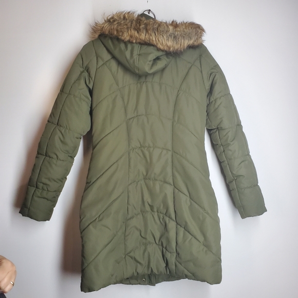 American Rag Green Puffer Winter Coat with Faux Fur.  Size XS. - Picture 3 of 5